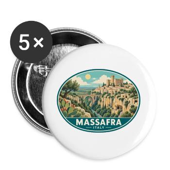 Erleben Sie Massafra in Italien – Vintage-Reisen in Apulien - Buttons groß 56 mm (5er Pack) - Weiß - Vorne