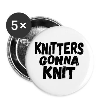 Stricken Strickerin Stricker - Knitters gonna knit - Buttons groß 56 mm (5er Pack) - Weiß - Vorne