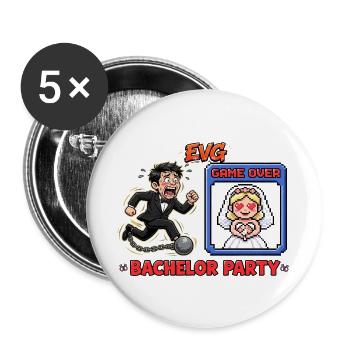 Junggesellinnenabschied, Hochzeit, Comedy-Hochzeit, Team des Bräutigams - Buttons groß 56 mm (5er Pack) - Weiß - Vorne