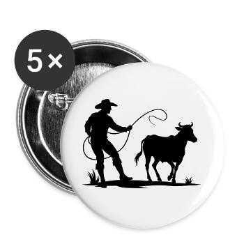 Cowboy-Fangkuh - Buttons groß 56 mm (5er Pack) - Weiß - Vorne