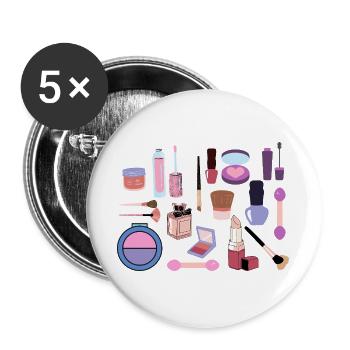 Pastell-Make-up-Kollektion - Buttons groß 56 mm (5er Pack) - Weiß - Vorne