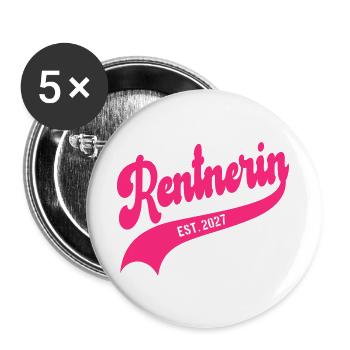 Abschied Rentnerin 2027 - Buttons groß 56 mm (5er Pack) - Weiß - Vorne