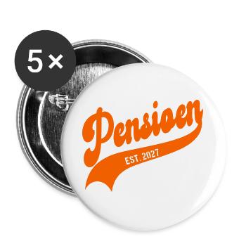 Niederländische Rentenleistung 2027 - Buttons groß 56 mm (5er Pack) - Weiß - Vorne
