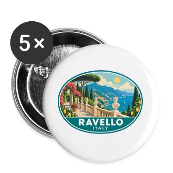 Entdecken Sie Ravello in Italien Amalfiküste Reisen - Buttons groß 56 mm (5er Pack) - Weiß - Vorne