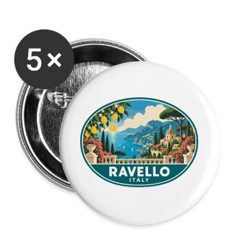 Erkunden Sie Ravello in Italien Amalfiküste Reisen - Buttons groß 56 mm (5er Pack) - Weiß - Vorne