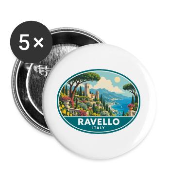 Erleben Sie Ravello in Italien Amalfiküste Reisen - Buttons groß 56 mm (5er Pack) - Weiß - Vorne