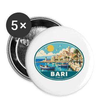 Erleben Sie Bari an der italienischen Adriaküste - Buttons groß 56 mm (5er Pack) - Weiß - Vorne