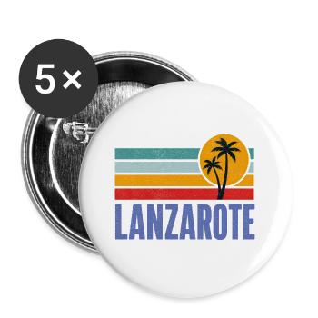 Lanzarote - Canary Islands - Kanaren - Vulkane - Buttons groß 56 mm (5er Pack) - Weiß - Vorne