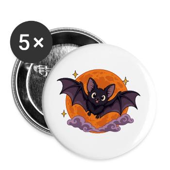 Mondfledermaus Cartoon - Buttons groß 56 mm (5er Pack) - Weiß - Vorne
