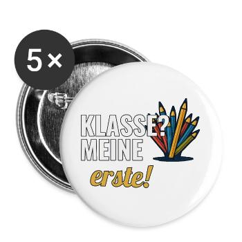 Grundschullehrerin Geschenk für die erste Klasse - Buttons groß 56 mm (5er Pack) - Weiß - Vorne