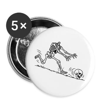 Na tja, Kopfloses Skelettrollendes Schädel-Meme - Buttons groß 56 mm (5er Pack) - Weiß - Vorne