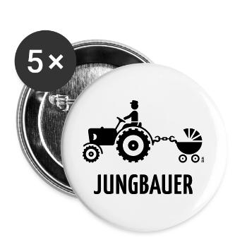 Jungbauer (Bauer Trecker Kinderwagen Baby / B) - Buttons groß 56 mm (5er Pack) - Weiß - Vorne