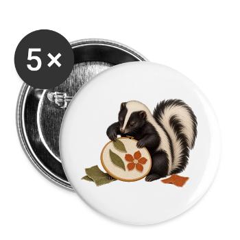Stinktier gestaltet eine Stoffcollage - Buttons groß 56 mm (5er Pack) - Weiß - Vorne