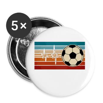 Fußball Herzschlag Herzschlag Herzschlag - Buttons groß 56 mm (5er Pack) - Weiß - Vorne
