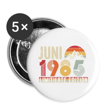 Juni 1985 Geburtsjahr Vintage Retro - Buttons groß 56 mm (5er Pack) - Weiß - Vorne