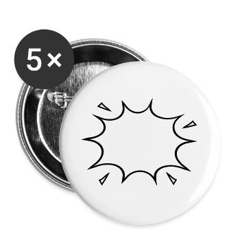 Explosionsblase Comic - Buttons groß 56 mm (5er Pack) - Weiß - Vorne