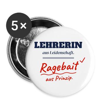 Lehrerin aus Leidenschaft Ragebait Jugendwort 2026 - Buttons groß 56 mm (5er Pack) - Weiß - Vorne