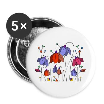 Blumen - Buttons groß 56 mm (5er Pack) - Weiß - Vorne
