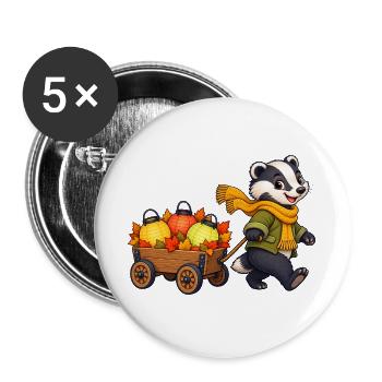 Dachskind mit buntem Blätterlichterwagen - Buttons groß 56 mm (5er Pack) - Weiß - Vorne