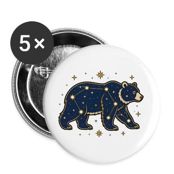 Sternbild Bär Großer Bär Astronomie Vektor Shirt - Buttons groß 56 mm (5er Pack) - Weiß - Vorne