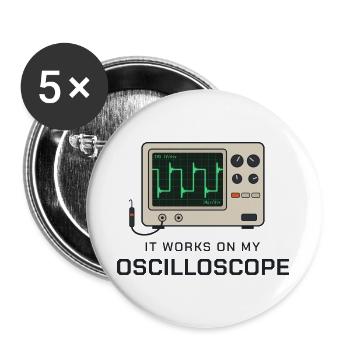 Es funktioniert an meinem Oszilloskop - Buttons groß 56 mm (5er Pack) - Weiß - Vorne