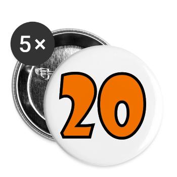 20. 20. JAHRESTAG. 20-JÄHRIGES JUBILÄUM. 20 JAHRE. - Buttons groß 56 mm (5er Pack) - Weiß - Vorne