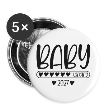 Baby 2027 Loading Schwangerschaft verkünden  - Buttons groß 56 mm (5er Pack) - Weiß - Vorne