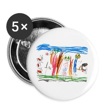 Kindertraum Gartenzauber - Buttons groß 56 mm (5er Pack) - Weiß - Vorne