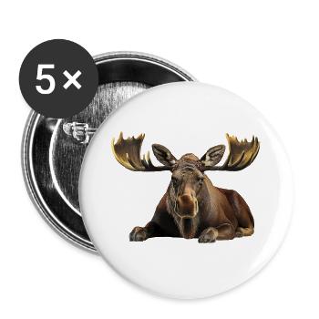 Elch Kuh - Buttons groß 56 mm (5er Pack) - Weiß - Vorne