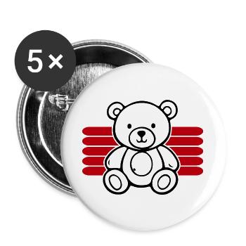 Baby Spielzeug Teddybär Stofftier lustige Sprüche - Buttons groß 56 mm (5er Pack) - Weiß - Vorne
