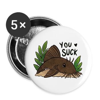 Plecko Meme Du bist schlecht - Buttons groß 56 mm (5er Pack) - Weiß - Vorne