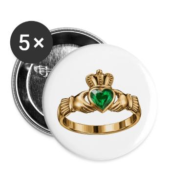 Irischer Claddagh-Ring - Buttons groß 56 mm (5er Pack) - Weiß - Vorne