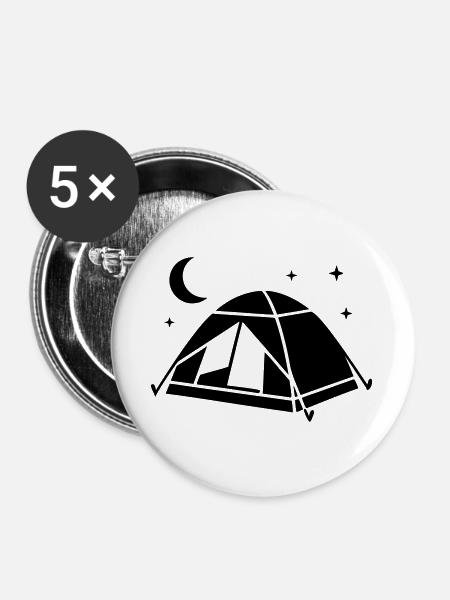 Campingzelt Nachthimmel Logo - Buttons groß 56 mm (5er Pack) - Weiß