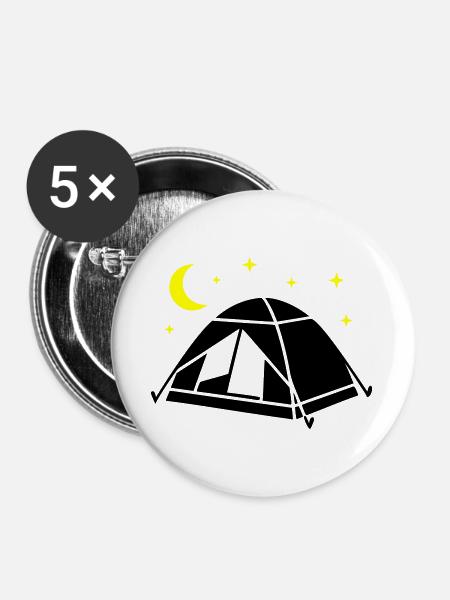 Zelt Mond Sterne Grafik - Buttons groß 56 mm (5er Pack) - Weiß