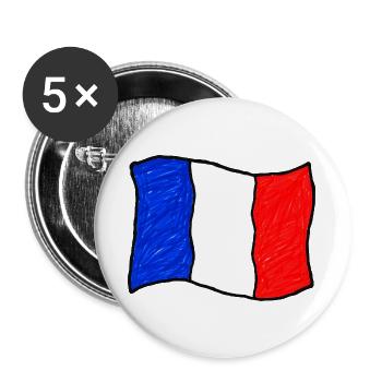 Handgezeichnete Flagge Frankreichs - Buttons groß 56 mm (5er Pack) - Weiß - Vorne