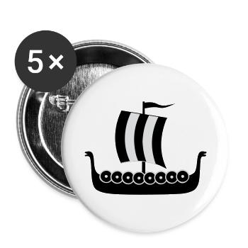 wikingerschiff_vektor - Buttons groß 56 mm (5er Pack) - Weiß - Vorne