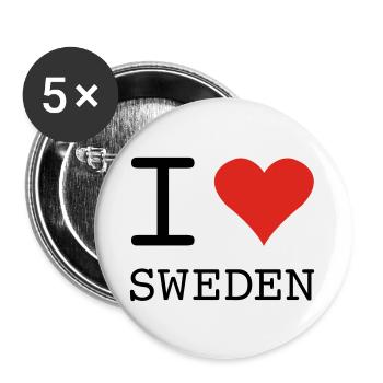 I LOVE SWEDEN Schweden - Buttons large 2.2''/56 mm (5-pack) - white - Front