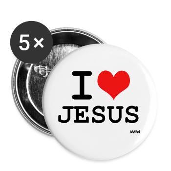 i love Jesus - couleurs personnalisables - Lot de 5 grands badges (56 mm) - blanc - Devant