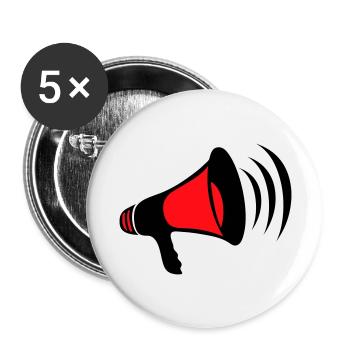 mega, megaphone, megaphone, demonstrate, call, cry - Buttons large 2.2''/56 mm (5-pack) - white - Front