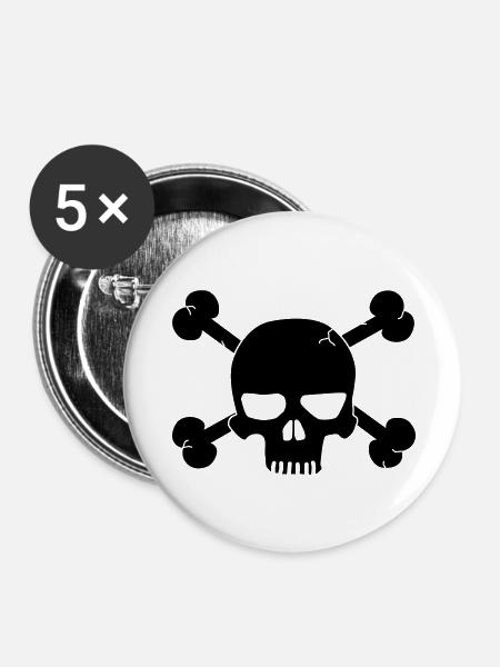 Skull - Buttons groß 56 mm (5er Pack) - Weiß