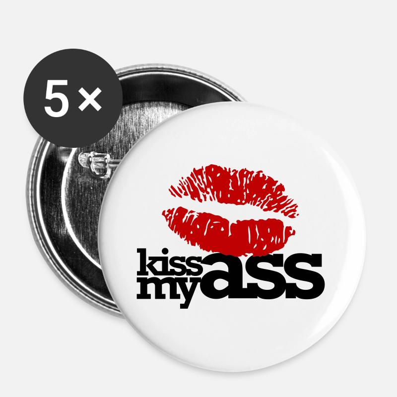 leck mich am arsch - Buttons groß 56 mm (5er Pack) - Weiß