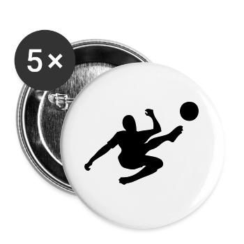 Fussball Fallrückzieher - Buttons groß 56 mm (5er Pack) - Weiß - Vorne