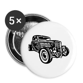 Hot Rod - Buttons groß 56 mm (5er Pack) - Weiß - Vorne