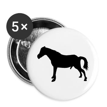 pferd_mit_ - Buttons groß 56 mm (5er Pack) - Weiß - Vorne