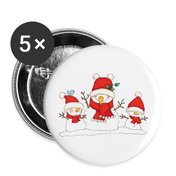 Christmas snowmen. - Buttons groß 56 mm (5er Pack) - Weiß - Vorne