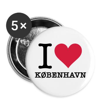 I love Copenhagen - Buttons large 2.2''/56 mm (5-pack) - white - Front