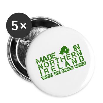 Made in Northern Ireland - Buttons large 2.2''/56 mm (5-pack) - white - Front