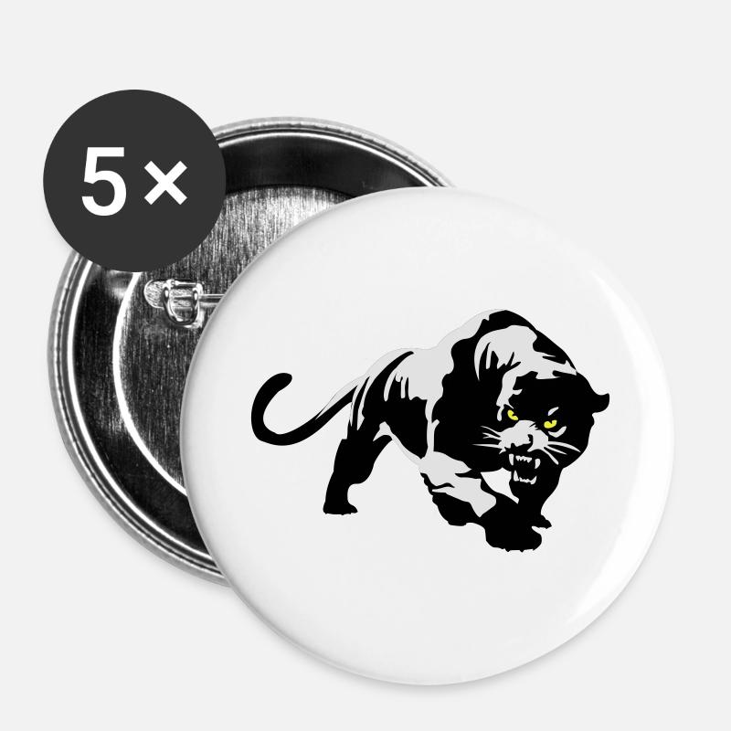 Panther - Lot de 5 grands badges (56 mm) - blanc