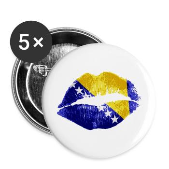 Kuss (Bosnien / Bosnia) - Buttons groß 56 mm (5er Pack) - Weiß - Vorne