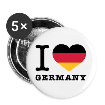 I love Germany | Herz | Heart - Lot de 5 grands badges (56 mm) - blanc - Devant